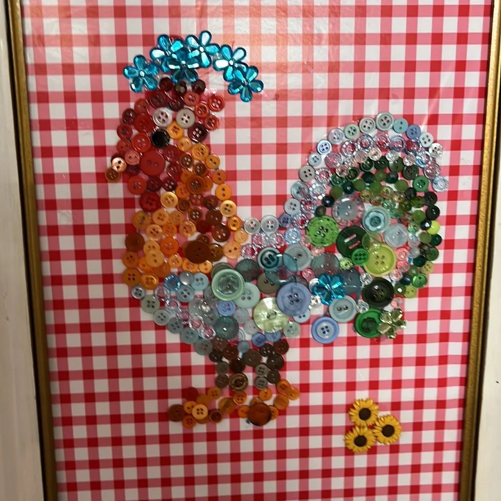 Rooster button art 17 x 14 - Picture 3 of 5